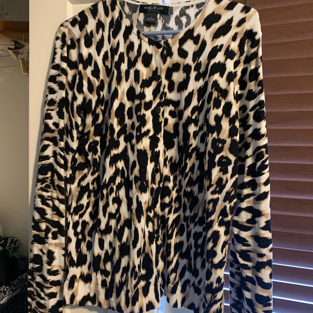 August Silk Animal Print Cardigan
